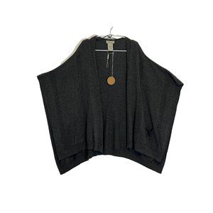 Charlie Page Woman's One Size Gray Crochet Poncho Ruana Wrap